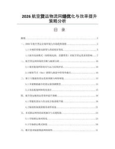 2026航空货运物流网络优化与效率提升策略分析