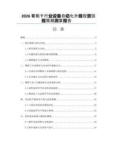 2026葡萄干行业设备自动化升级投资回报周期测算报告