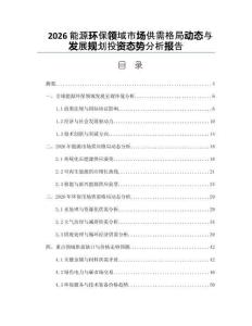 2026能源环保领域市场供需格局动态与发展规划投资态势分析报告