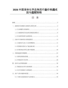 2026中国液体化学品物流行业价格战成因与应对策略