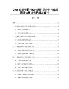 2026能源节约行业市场供需分析行业投资评估环境保护规划资料