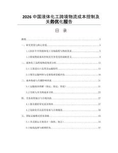 2026中国液体化工跨境物流成本控制及关务优化报告