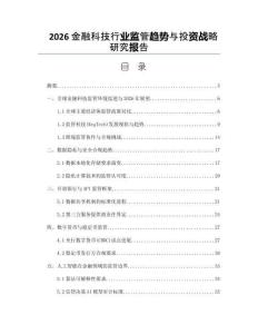 2026金融科技行业监管趋势与投资战略研究报告