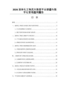 2026液体化工物流大数据平台建设与数字化管理应用报告