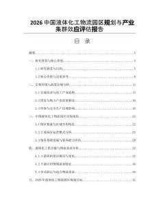 2026中国液体化工物流园区规划与产业集群效应评估报告