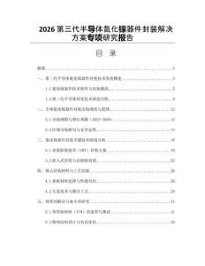 2026第三代半導(dǎo)體氮化鎵器件封裝解決方案專項研究報告
