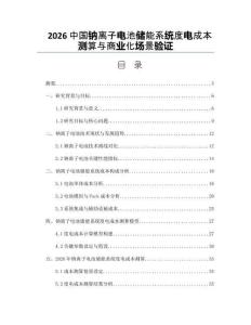 2026中国钠离子电池储能系统度电成本测算与商业化场景验证