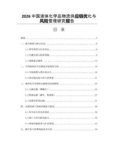 2026中国液体化学品物流供应链优化与风险管理研究报告