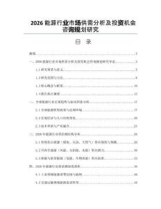 2026能源行业市场供需分析及投资机会咨询规划研究