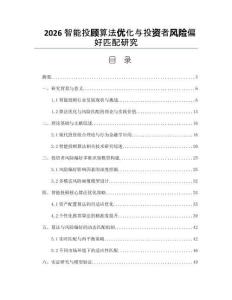 2026智能投顾算法优化与投资者风险偏好匹配研究
