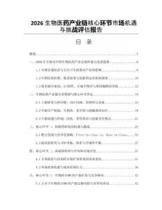 2026生物医药产业链核心环节市场机遇与挑战评估报告