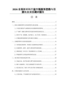 2026金属新材料行业市场发展态势与投资机会深度调研报告