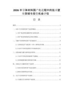 2026半导体材料国产化进程中的技术壁垒突破与投资机会评估