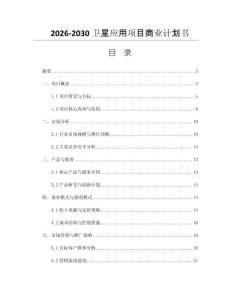 2026-2030卫星应用项目商业计划书
