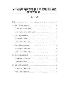 2026跨境电商渠道实木家居品牌出海运营模式解剖