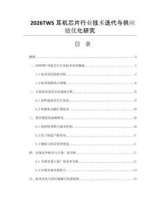 2026TWS耳机芯片行业技术迭代与供应链优化研究