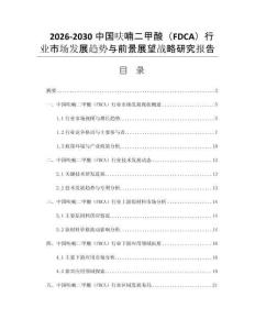 2026-2030中国呋喃二甲酸（FDCA）行业市场发展趋势与前景展望战略研究报告