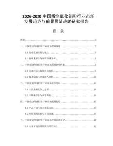 2026-2030中国煅烧氧化铝粉行业市场发展趋势与前景展望战略研究报告
