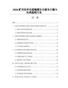 2026矿用阻燃低压电缆安全标准升级与技术应对方案