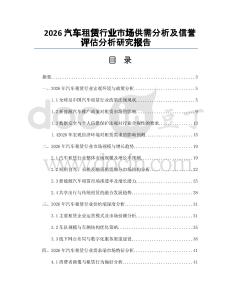 2026汽车租赁行业市场供需分析及信誉评估分析研究报告