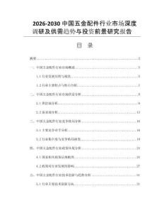 2026-2030中国五金配件行业市场深度调研及供需趋势与投资前景研究报告