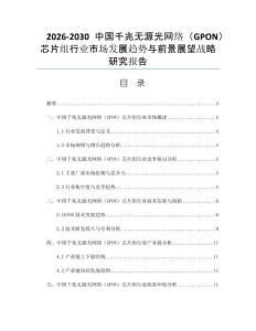 2026-2030中国千兆无源光网络（GPON）芯片组行业市场发展趋势与前景展望战略研究报告