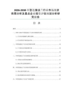 2026-2030环型连接法兰行业市场现状供需分析及重点企业投资评估规划分析研究报告
