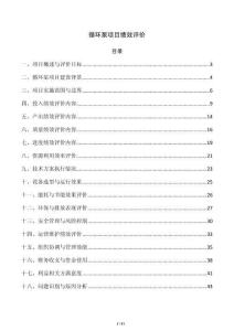 循环泵项目绩效评价