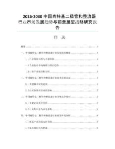 2026-2030中国肖特基二极管和整流器行业市场发展趋势与前景展望战略研究报告