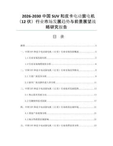 2026-2030中国SUV和皮卡电动窗电机（12伏）行业市场发展趋势与前景展望战略研究报告