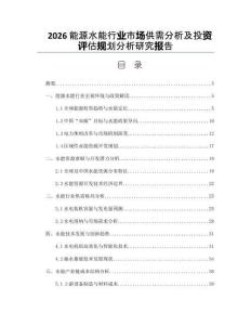 2026能源水能行业市场供需分析及投资评估规划分析研究报告