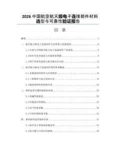 2026中国航空航天级电子连接部件材料选型与可靠性验证报告