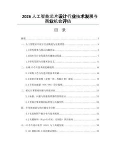 2026人工智能芯片设计行业技术发展与商业机会评估