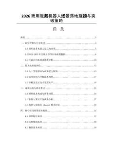 2026商用服务机器人场景落地瓶颈与突破策略