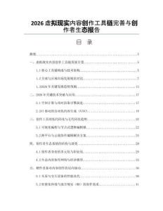 2026虚拟现实内容创作工具链完善与创作者生态报告