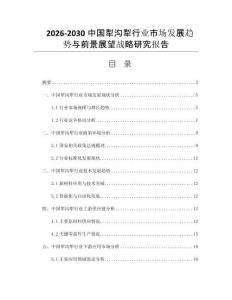 2026-2030中国犁沟犁行业市场发展趋势与前景展望战略研究报告