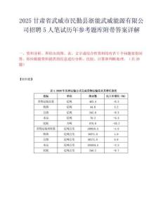 2025甘肃省武威市民勤县浙能武威能源有限公司招聘5人笔试历年参考题库附带答案详解.docx