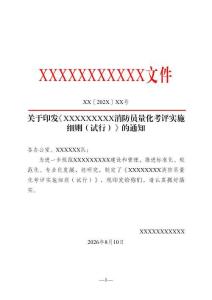 消防员量化考评实施细则（试行）》的通知