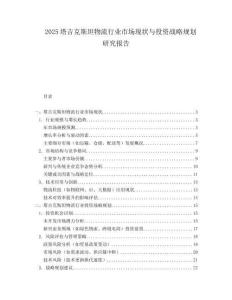 2025塔吉克斯坦物流行业市场现状与投资战略规划研究报告.docx