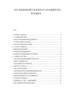 2025危险废物处置行业政策导向与企业战略转型决策咨询报告.docx