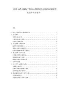 2025台湾金属加工制造业现状竞争市场供应需求发展趋势评估报告.docx