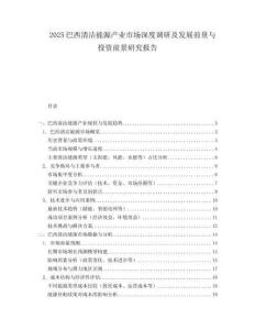 2025巴西清洁能源产业市场深度调研及发展前景与投资前景研究报告.docx