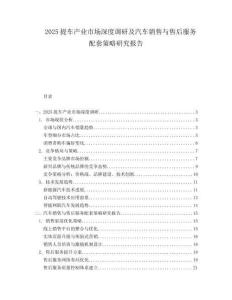 2025提车产业市场深度调研及汽车销售与售后服务配套策略研究报告.docx