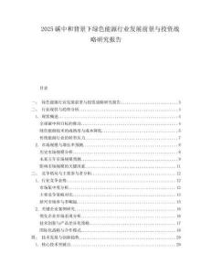 2025碳中和背景下绿色能源行业发展前景与投资战略研究报告.docx