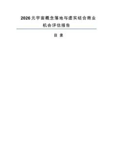 2026元宇宙概念落地与虚实结合商业机会评估报告