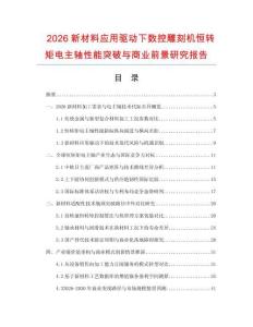2026新材料应用驱动下数控雕刻机恒转矩电主轴性能突破与商业前景研究报告.docx