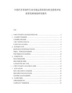 中国汽车零部件行业市场运营供需分析及投资评估前景发展规划研究报告.docx