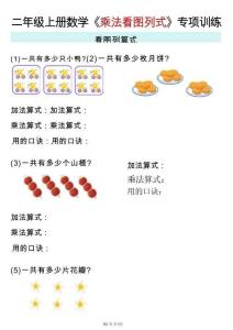 二年级上册数学《乘法看图列式》专项训练