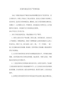 企业年度安全生产管理目标