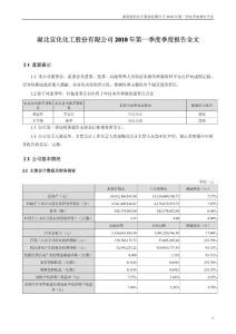 湖北宜化：2010 年第一季度报告